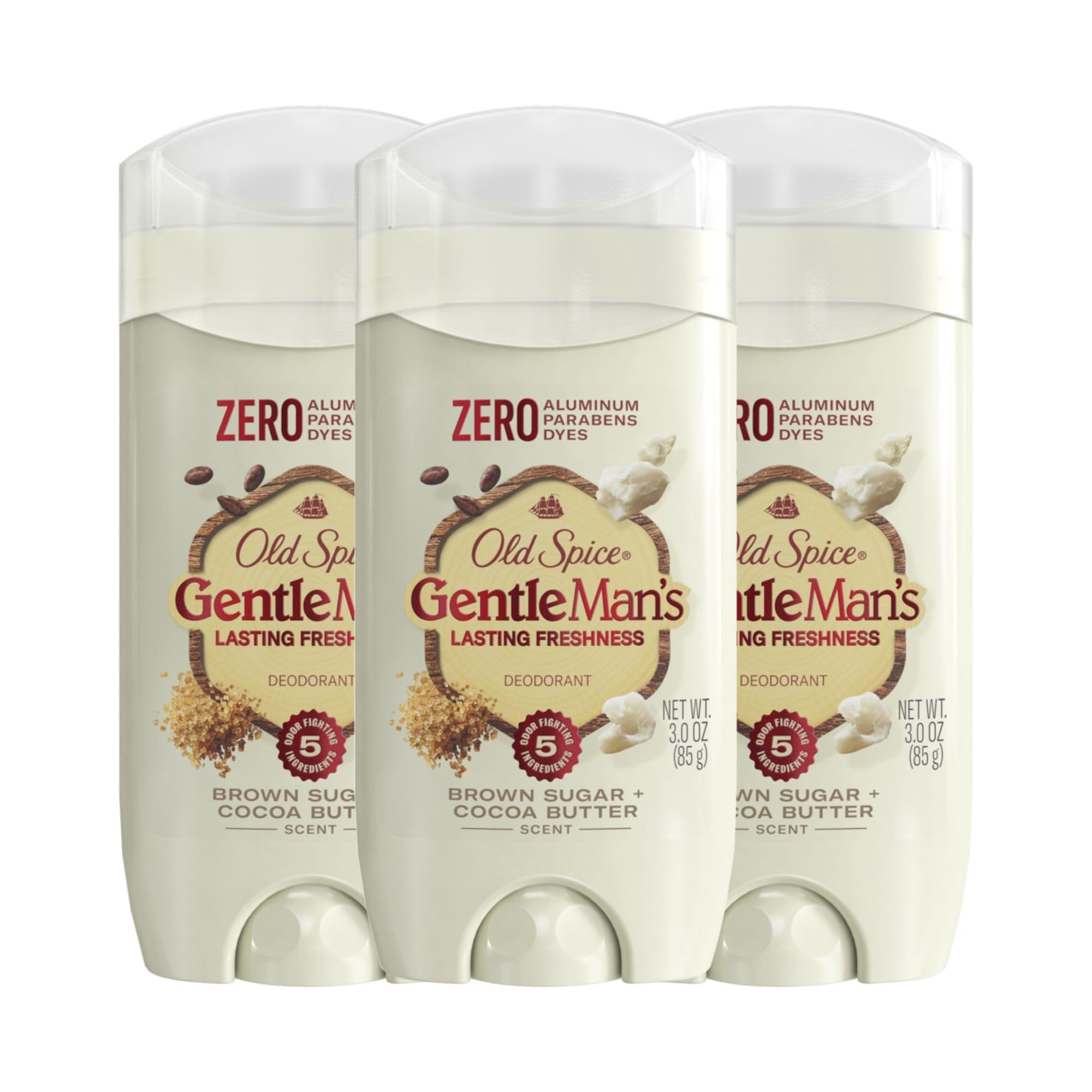 Old Spice GentleMans Collection Deodorant Brown Sugar Cocoa Butter Scent 3 0 oz Pack of 3