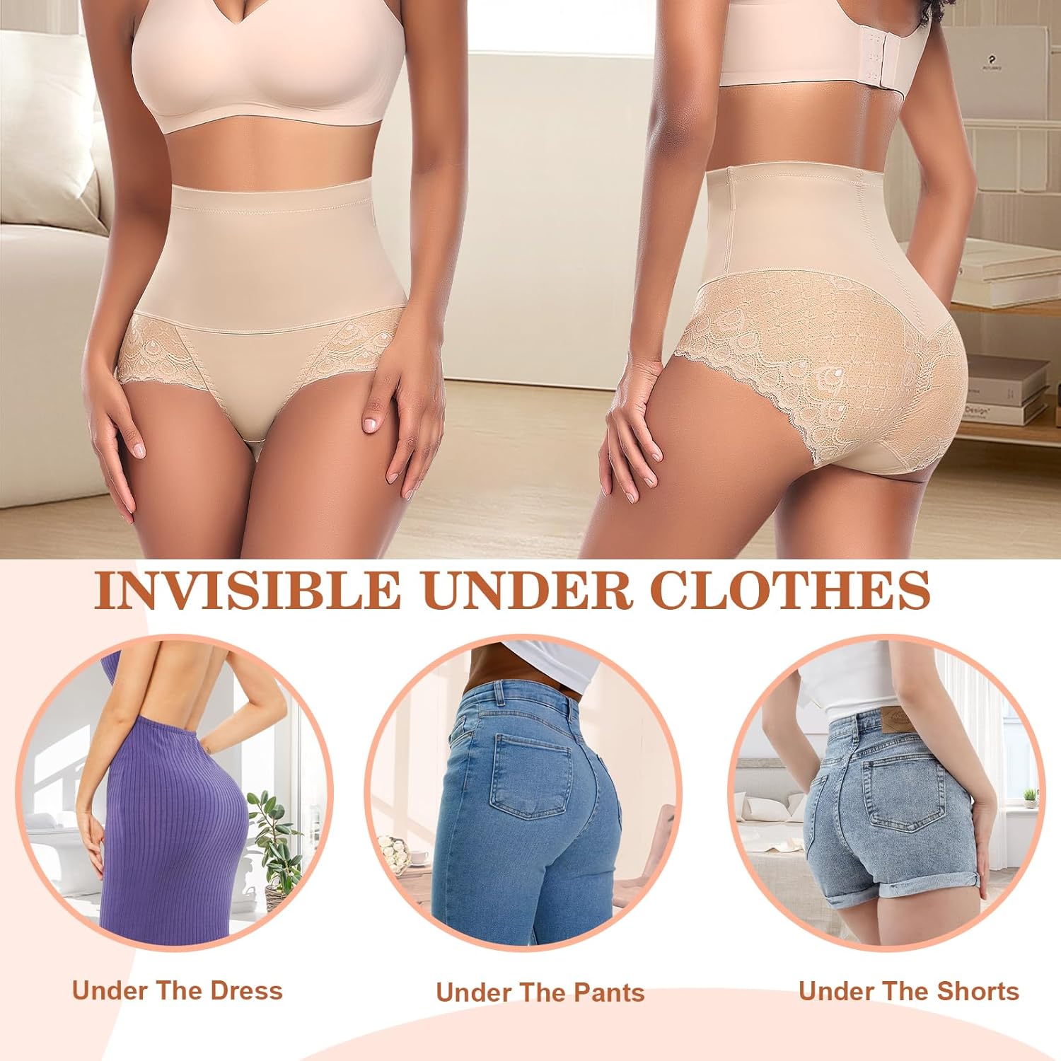 Werena Tummy Control Shapewear Panties for Women High Waist Body Shaper Underwear Lace Shaping Girdle Briefs - Image 6