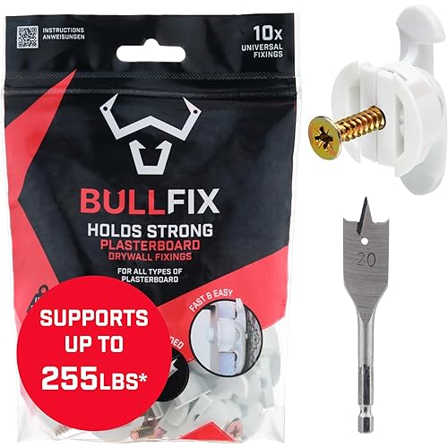 Bullfix Universal Heavy Duty Drywall Anchors, Holds up to 255lbs, Hollow Wall Anchor Mount Set, Stronger Than Toggle Bolts and Butterfly Bolt Screw, Dry Wall Anchors and Screws Kit - Starter Pack