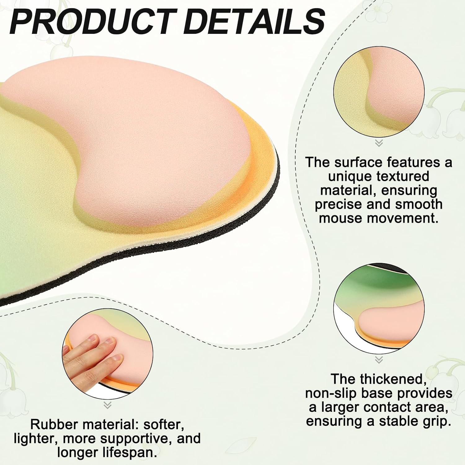 PATIKIL Ergonomic Wrist Rest Set, Memory Foam Mouse Pad and Keyboard Wrist Rest Support Hand Waterproof Cup Pad Non-Slip for Office Computer Gaming Home Desk Accessory, Matcha image 3