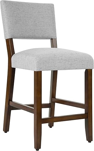 Miniatura 34 de HomePop Taburete de mostrador con respaldo abierto de 24 pulgadas, decoración del hogar, sillas de tela para comedor, cocina y sala de estar, rayas