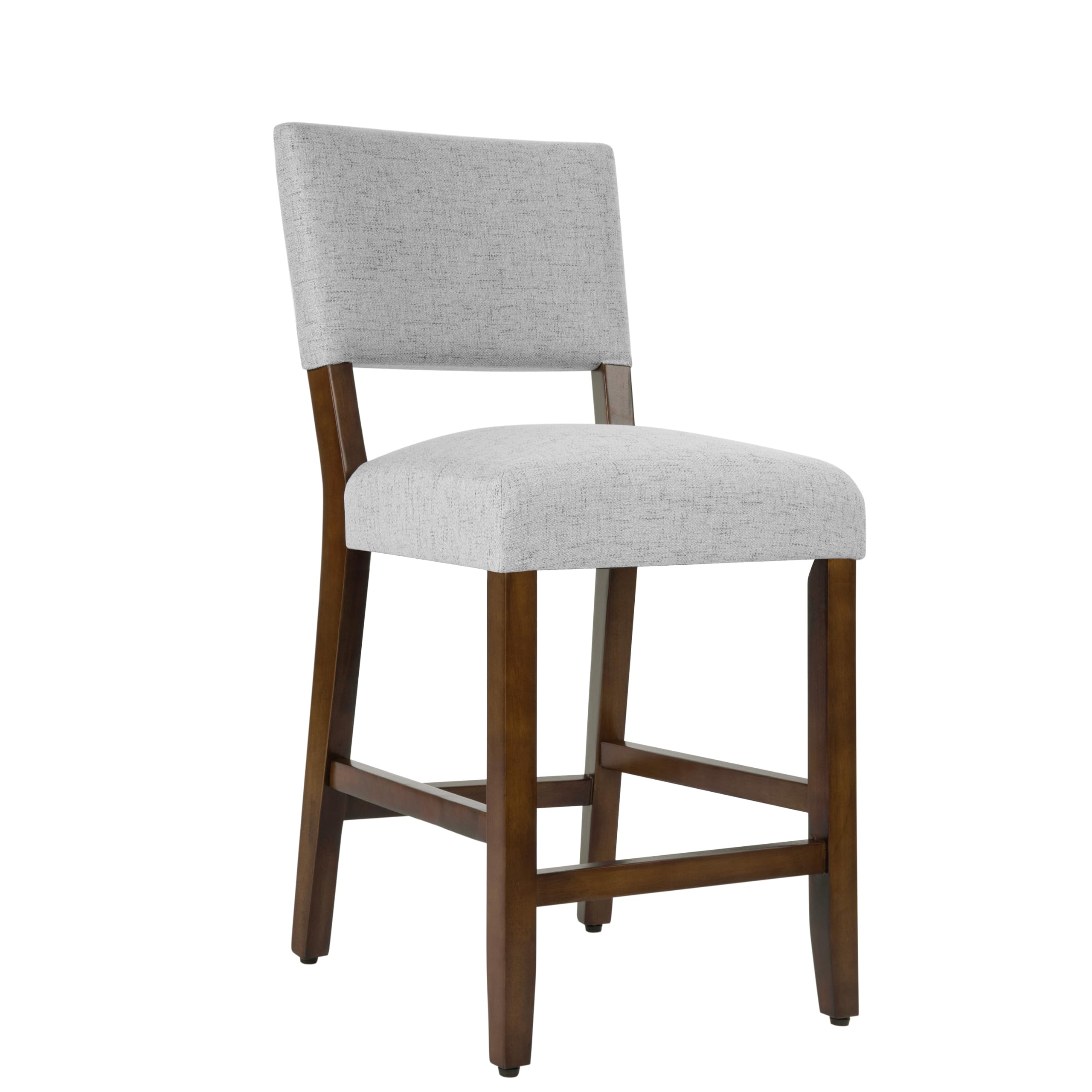 HomePop 24" Open Back Counter Stool|HomePop Home Décor|Fabric Chairs for Dining Room, Kitchen and Living Room - Gray Woven(Single Pack)