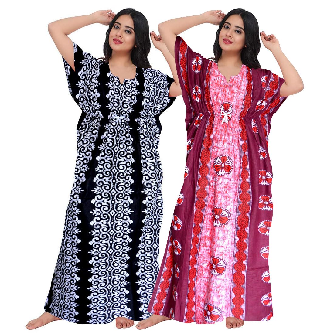 Women's Pure Cotton Nightwear Casual Nighty (FASHION-1087 M) Black-image-15