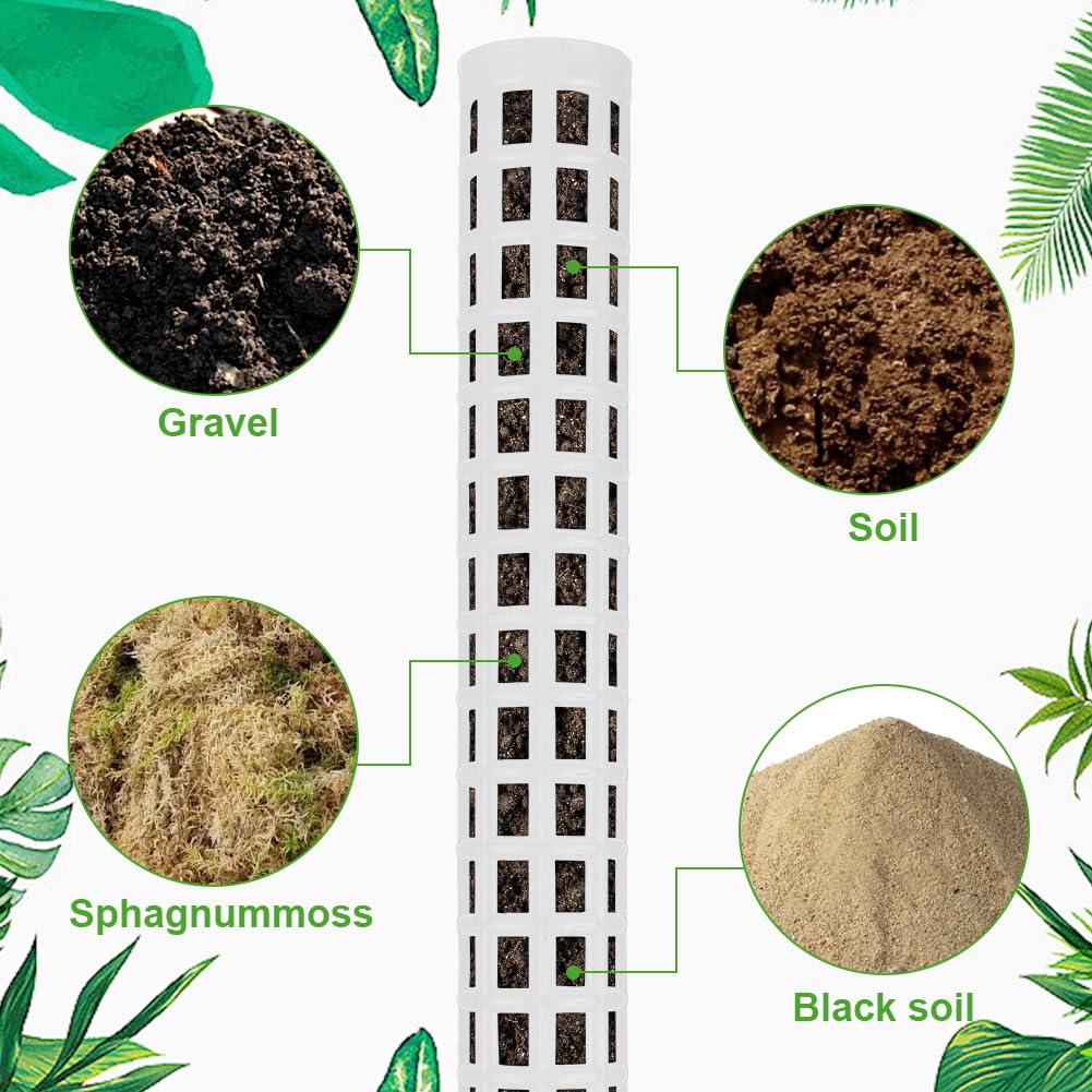 OFFCUP Plastic Moss Poles, 2x 25cm/ 50cm Monstera Plant Support for Climbing Plants Plant Poles with Cable Ties & Labels - Image 4