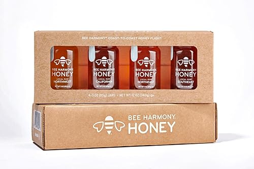 Miniatura 10 de Bee Harmony Mini juego de regalo de miel, miel cruda premium, 4 tarros, 3 onzas cada uno, producto de Estados Unidos