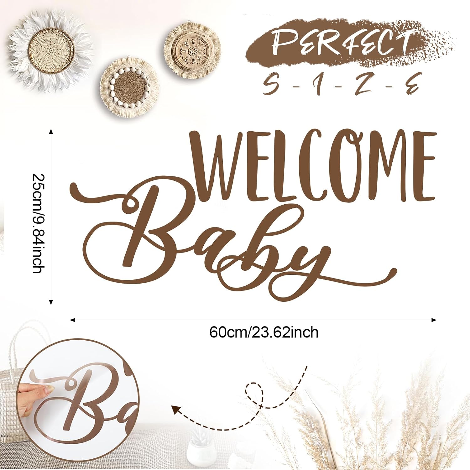 Dunzoom Baby Shower Decorations Welcome Baby Signs Welcome Babe Decal Boy or Girl He or She Gender Reveal Party Supplies for Wall Balloon Arch Backdrop