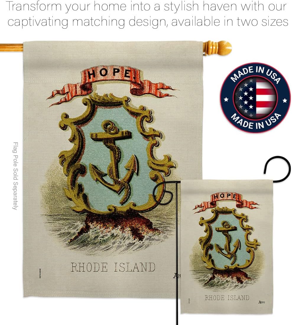 Americana Home & Garden Coat of arms Rhode Island Garden Flag Americana States American Territories Republic Country Particular Area House Decoration Banner Small Yard Gift Double-Sided, Made in USA