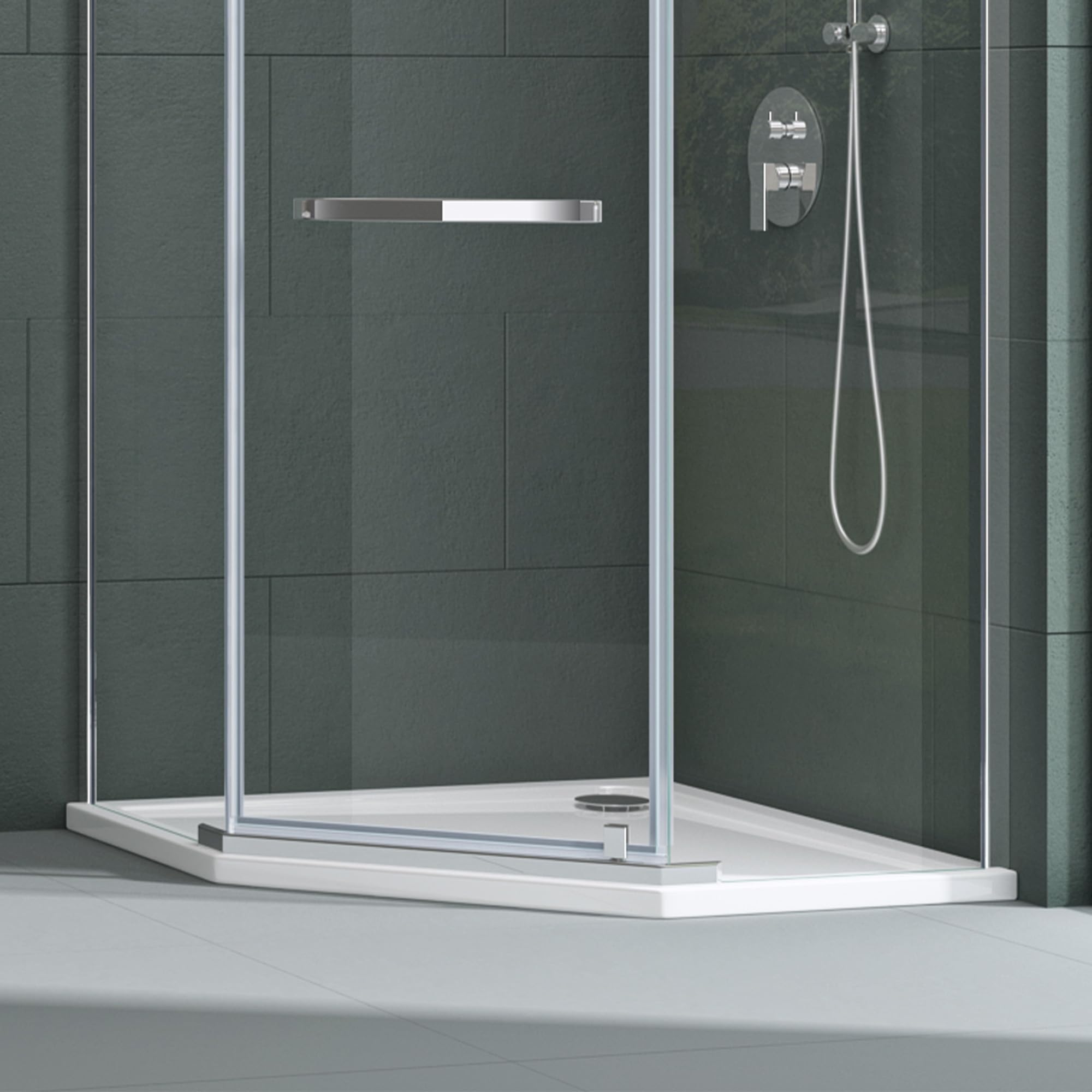 Mai & Mai Duschwanne Duschtasse 90x90x4cm Fünfeckig Weiß | aus hochwertigem Acryl für Dusche Duschkabine Faro5
