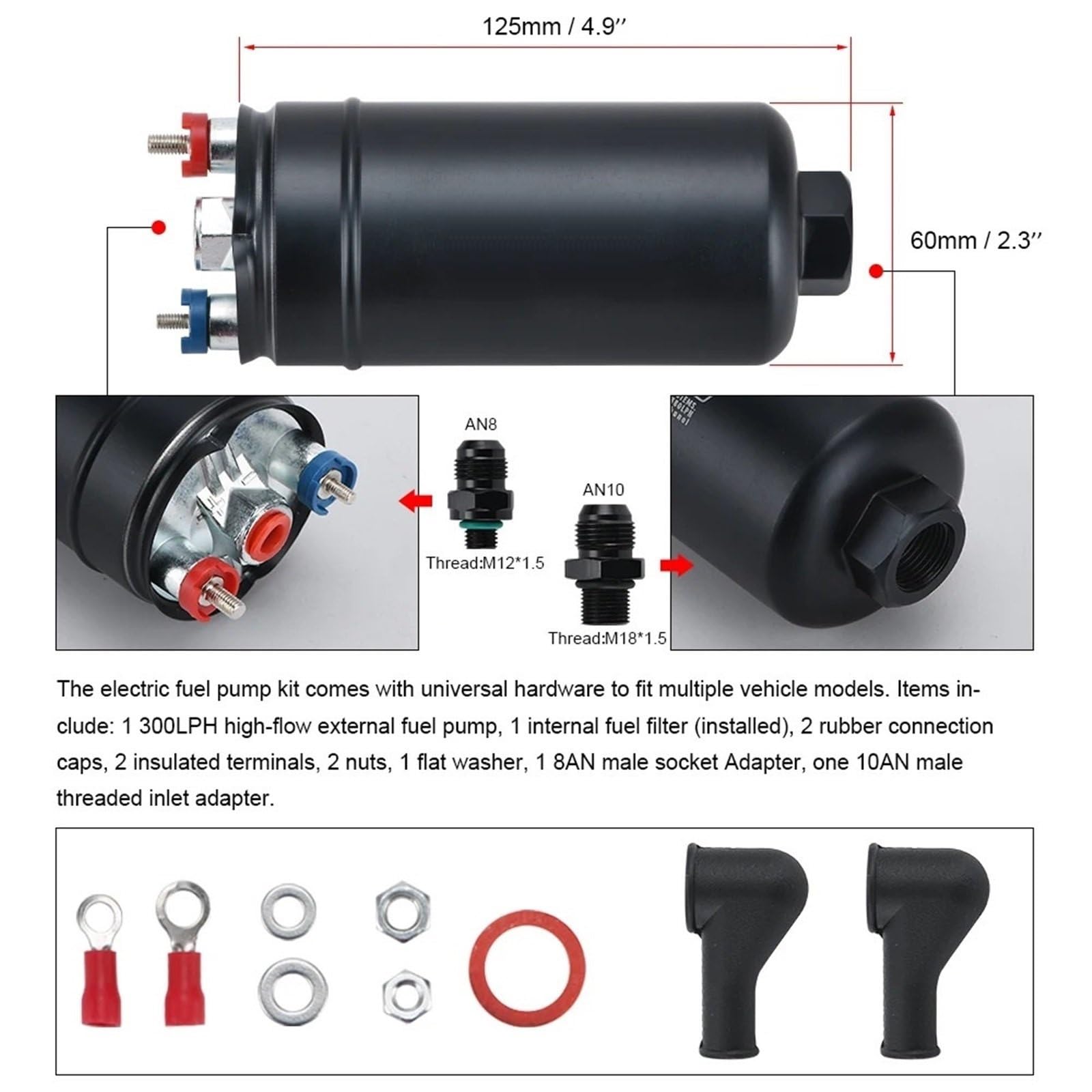 Pompa del Carburante Diesel EFI 380LH 1000HP External | E85 PQY-FPB003-QY Gruppo pompa carburante(B)