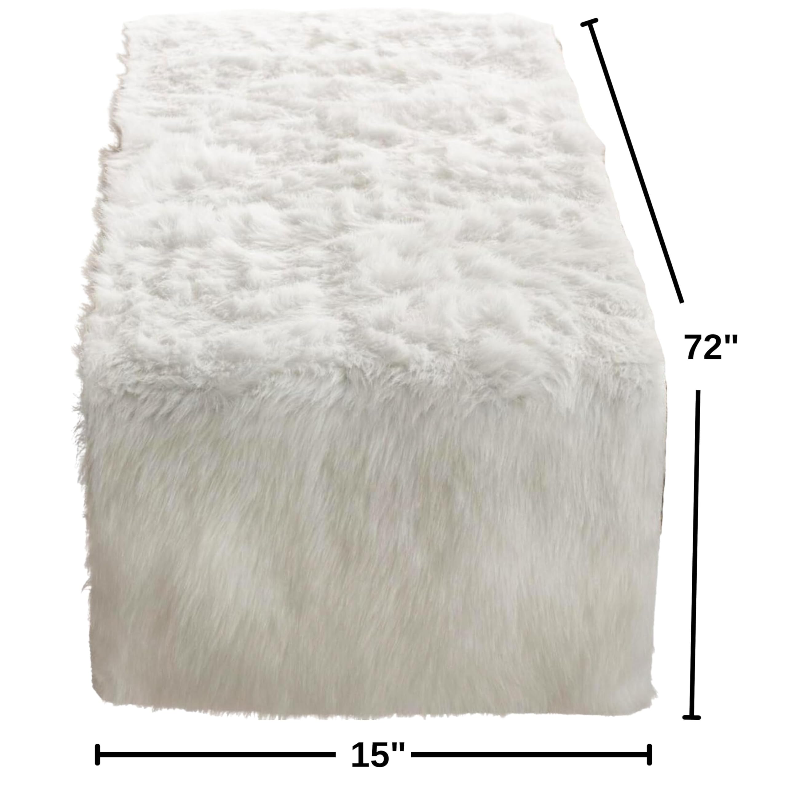 Saro Lifestyle Faux Fur Design Topper Table Runner, Grey, 15"x72"