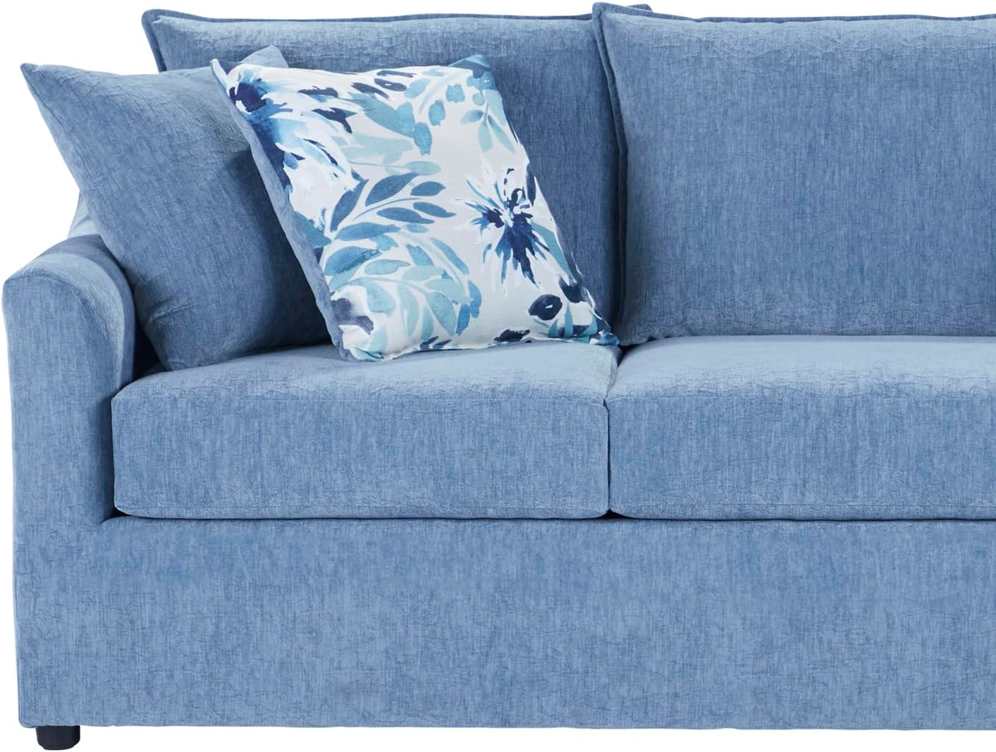 New Classic Furniture Sylvie Polyester Sofa Couch and Swivel Accent Chair Set, Blue Slate