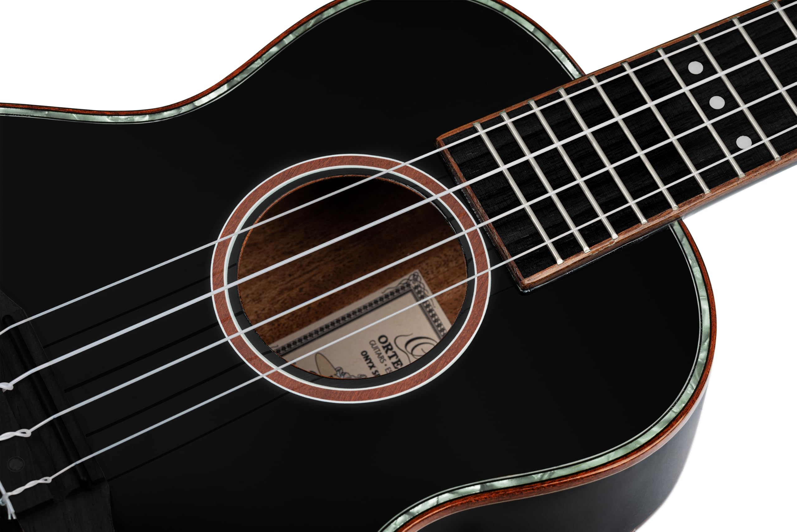 Ortega Guitars Konzert Ukulele Akustisch – Onyx Series – Inklusive Gigbag – Fichte, Mahagoni, Schwarz (RUOX-CC)