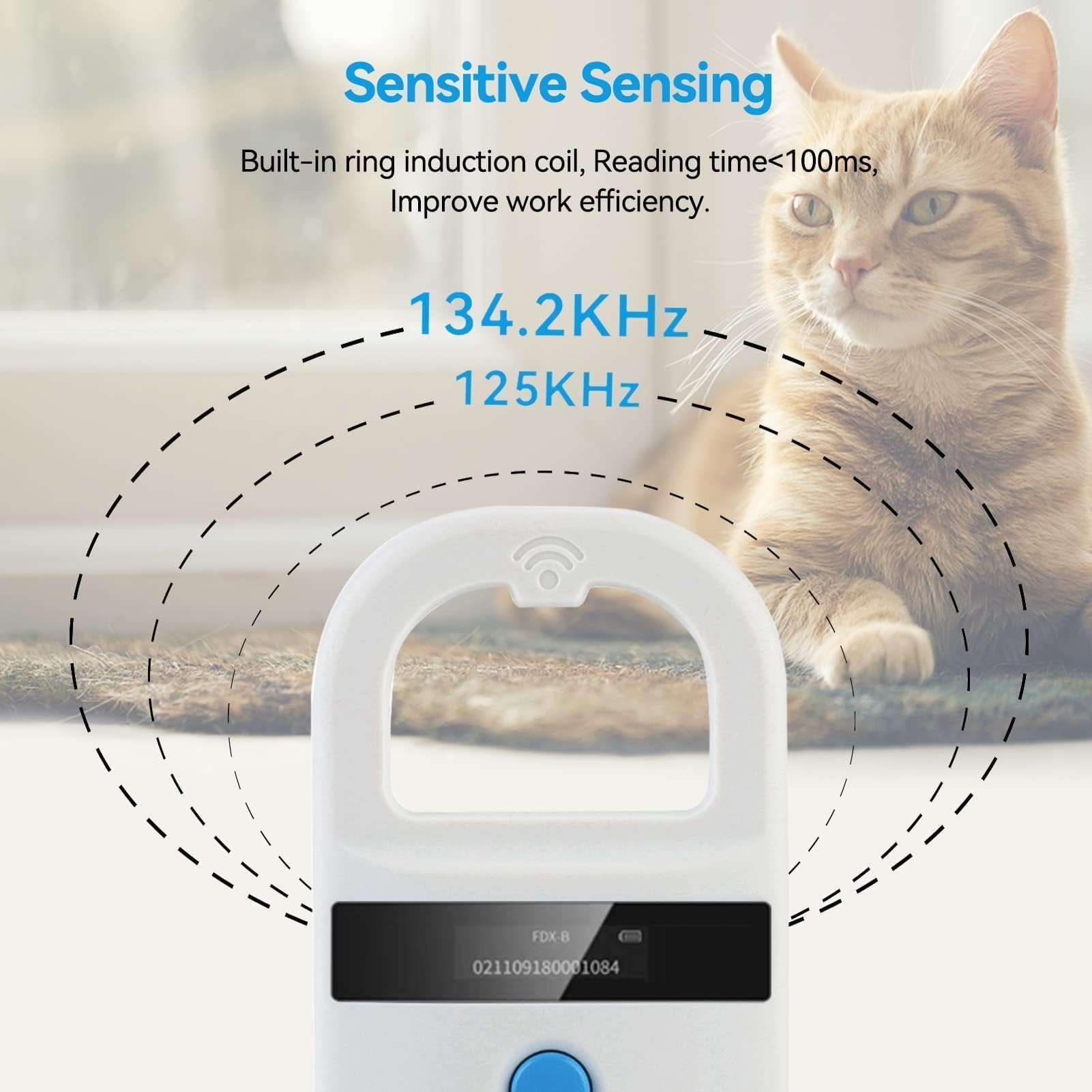 Escáner de microchips para mascotas, lector de microchips para mascotas, lector de microchips RFID EMID recargable, escáner de microchips para perros, escáner de chips para perros, gatos