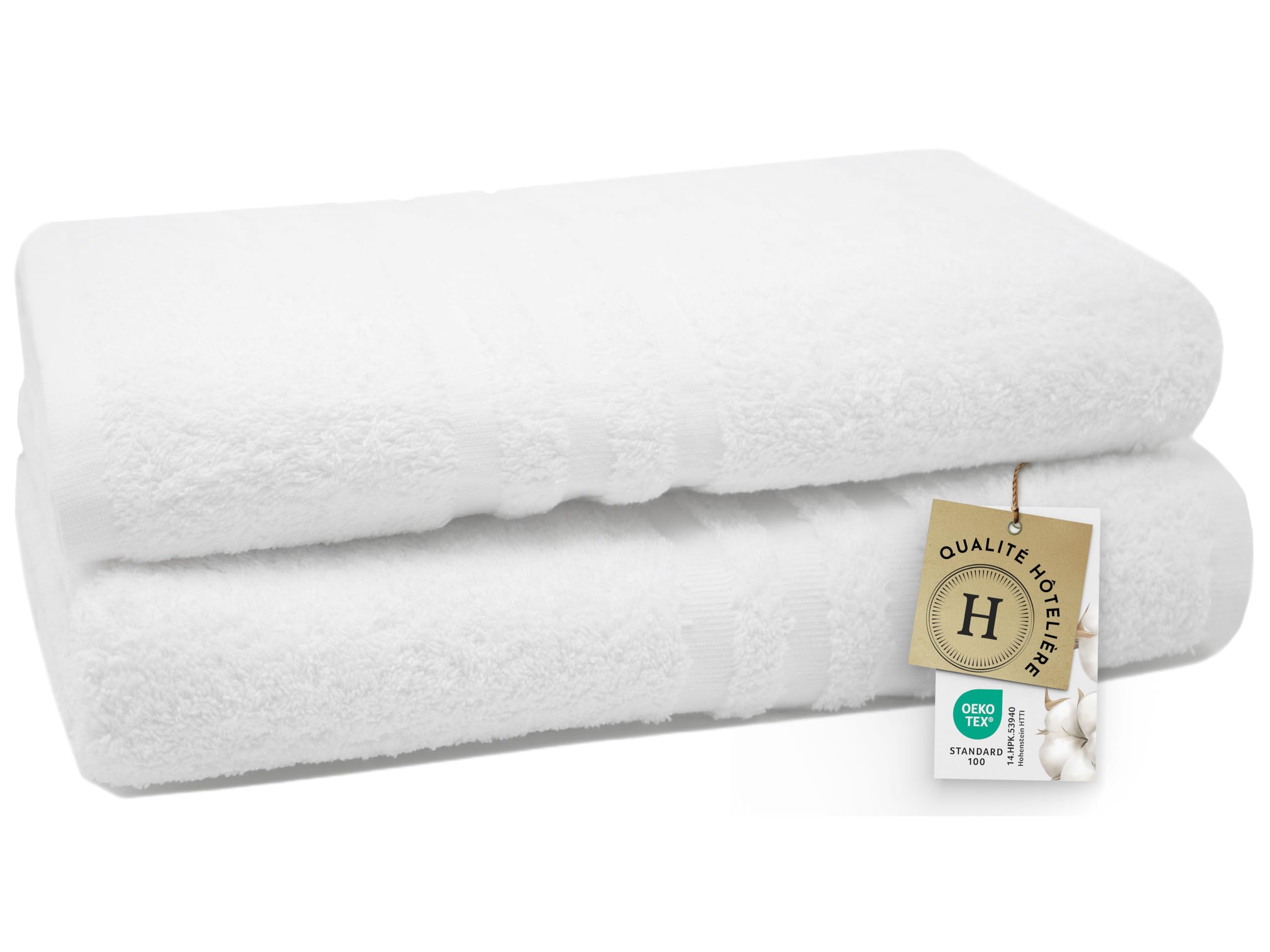 Serviettes de douche absorbantes ZOLLNER en coton blanc pour vos instants bien-être à la maison