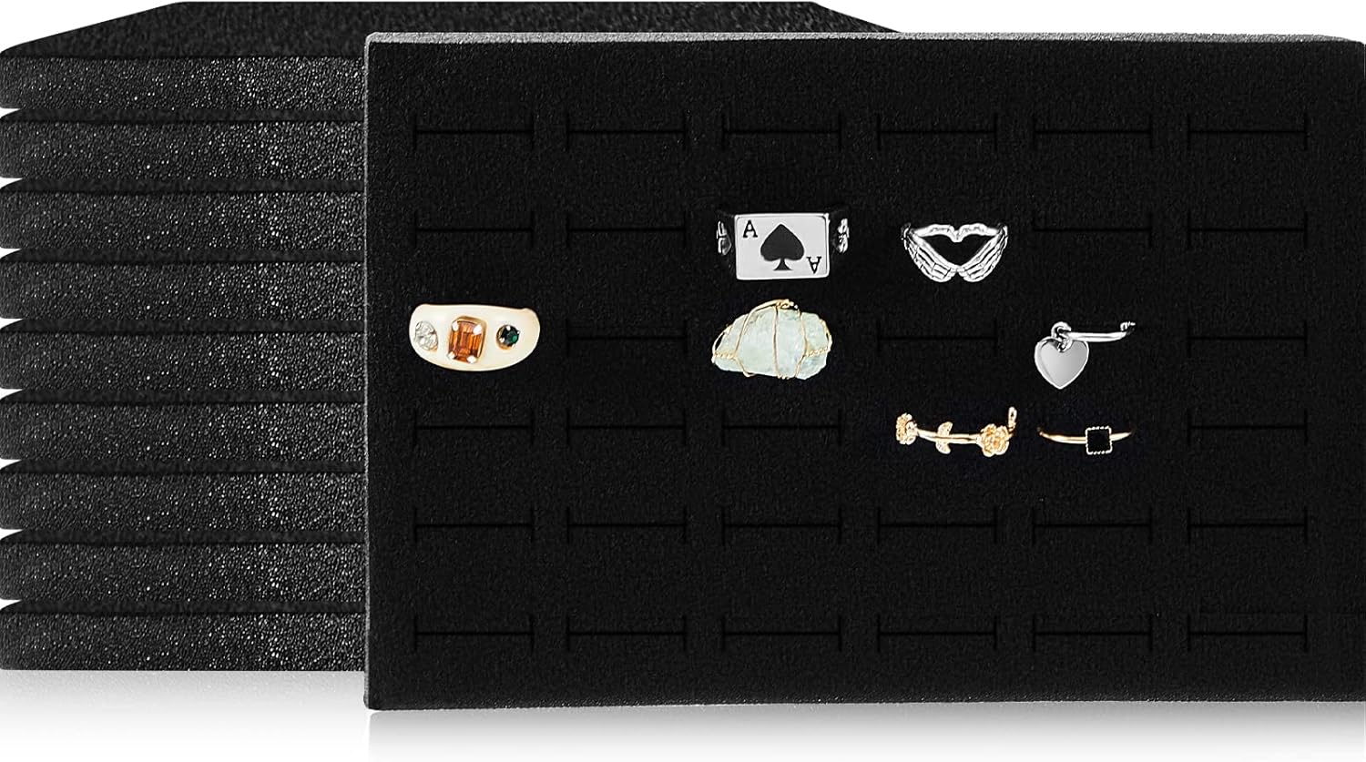 10 Pcs Velvet Foam Ring Holder 36 Slot Travel Ring Insert