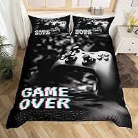 Vista 25 de Erosebridal - Conjunto de ropa de cama tamaño individual, de 2 piezas, 1 funda para edredón decorativa negra con estampado moderno de control