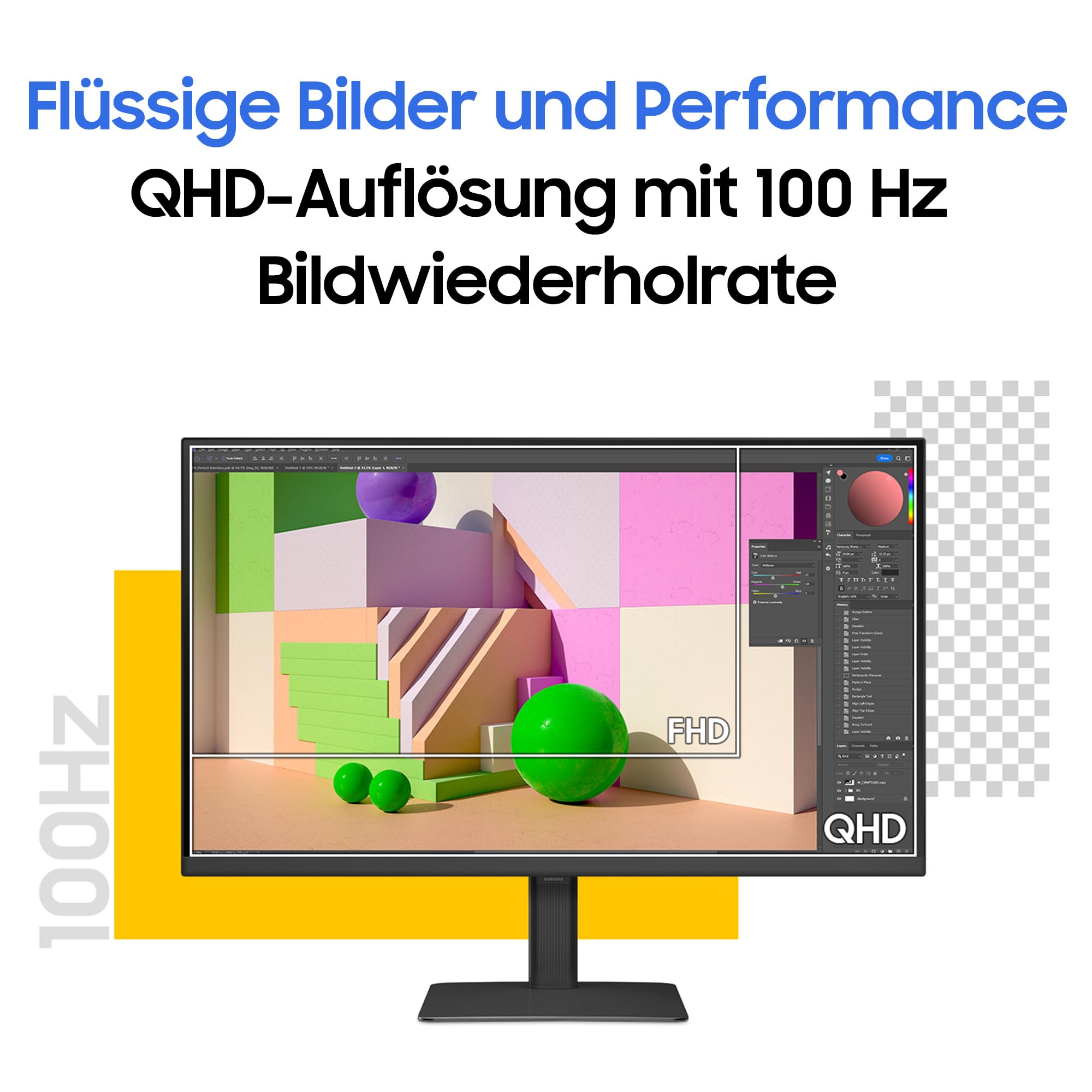 Samsung ViewFinity S60UD Monitor 27 Zoll QHD WQHD 2560x1440 100 Hz HDR10 USB-C 90 W Daisy Chain KVM-Switch