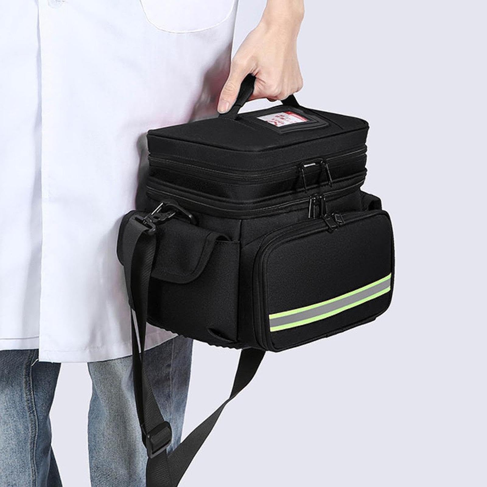 Scatola portaoggetti per il soccorso domestico con tasche, borsa portaoggetti vuota per il soccorso, organizer da viaggio con tracolla staccabile e custodia
