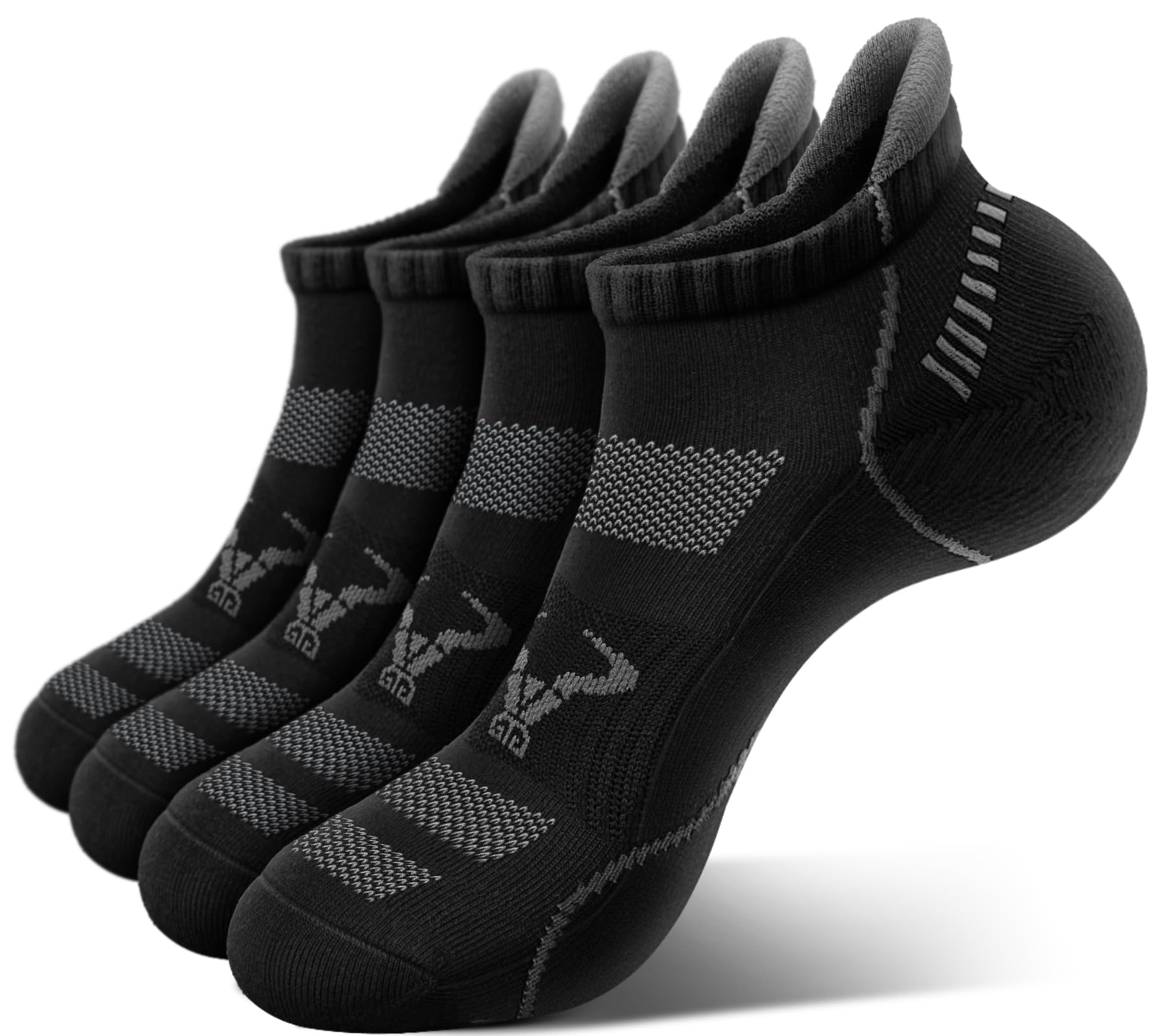 BULLIANTMen's Ankle Socks 4Pairs-Athletic Running Socks Cushioned No Show Breathable-Arch Support