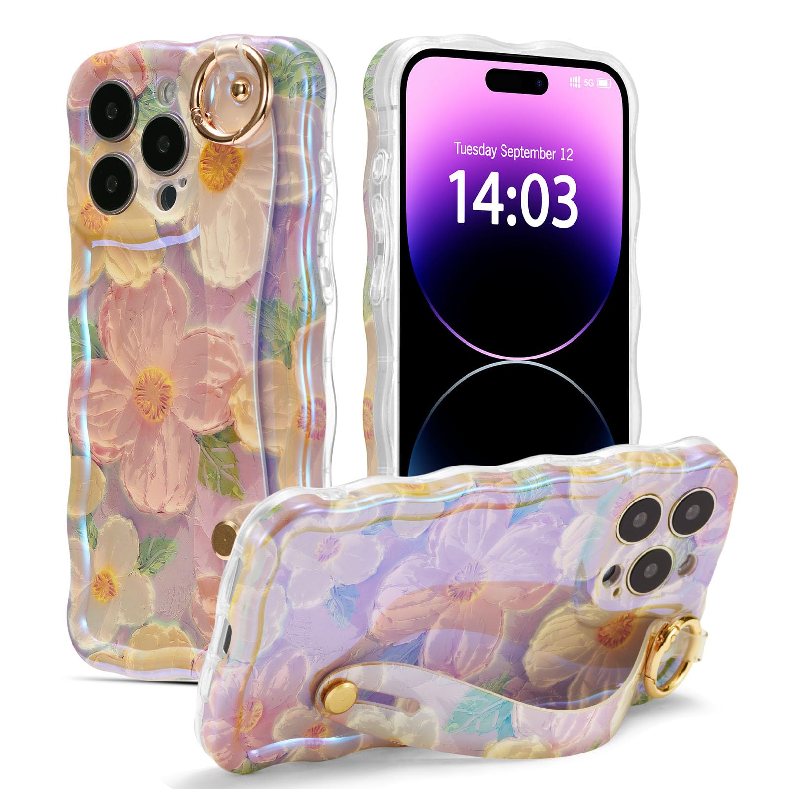 Coque durable iPhone 16 Plus rose avec anneau bracelet intégré - 8