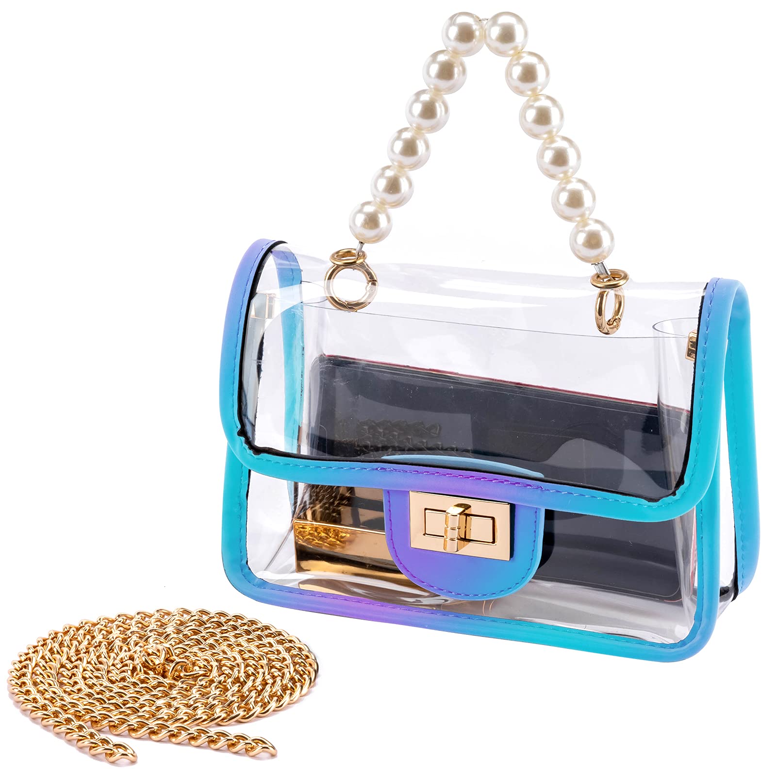 YING YUMEIClear Purse for Women, Fashion Crossbody Clutch Handbag Cute, Small See Through Bag