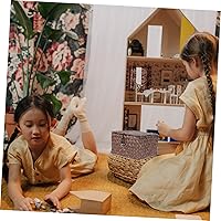 Vista 6 de 2 piezas de baño tejido de mimbre para el hogar, rectangular, con cubiertas, soporte para escritorio, dormitorio, armarios, picnic, lavandería