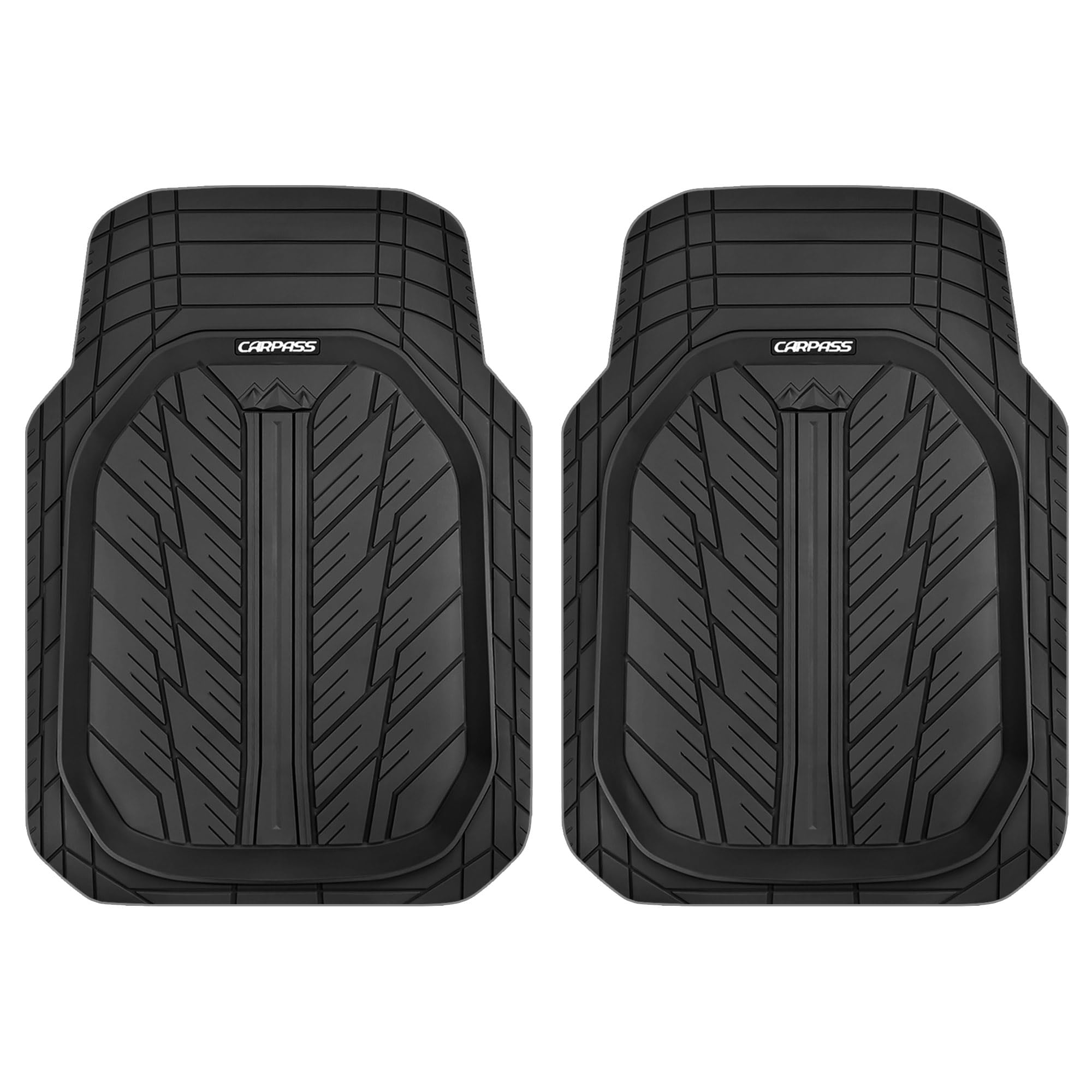 CAR PASS Small DeepDish Floor Mats for Cars, Heavy Duty Rubber Car Mats 2-Piece, Universal Trim-to Fit Automotive Floor Mats Front Only for Truck Van SUV Waterproof All Weather Car Mats (Black)Global Recycled StandardGlobal Recycled StandardGlobal Recycled Standard