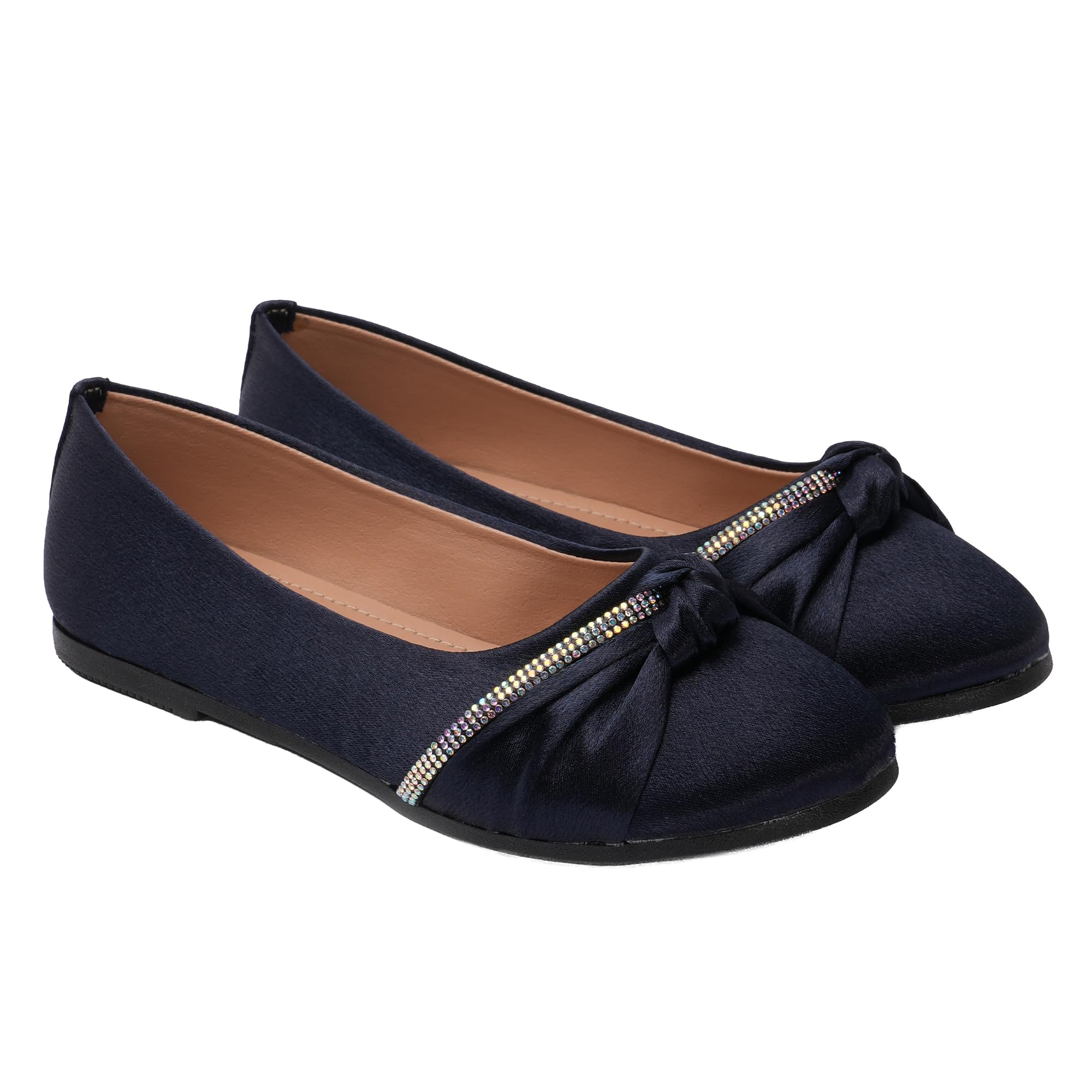 toothless Kids Girls Belly Shoes | Shimmer Ballerinas with Rhinestone Detail | Comfortable Slip-On Ballet Flats, Festive Occasions & Weddings