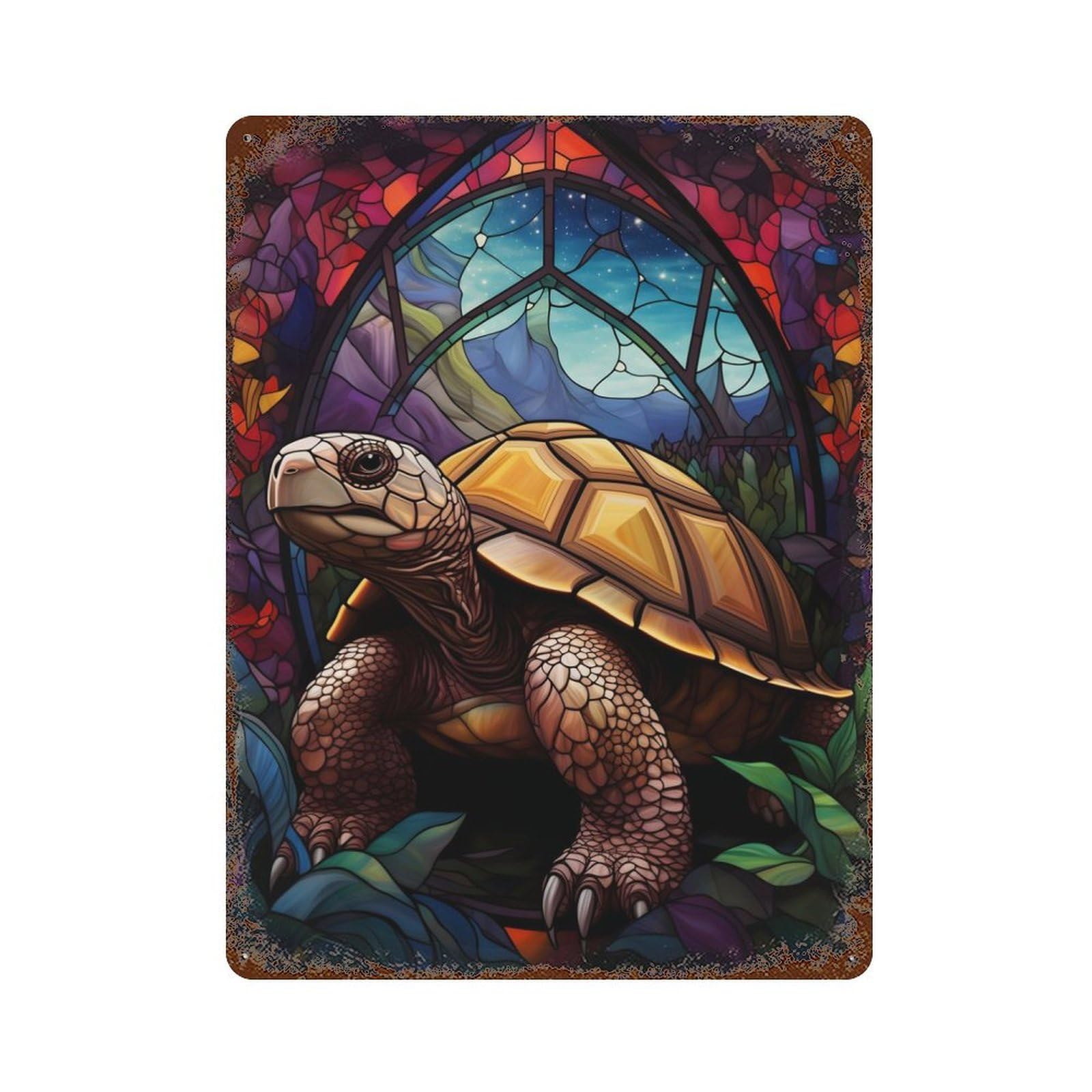 Hinged Tortoise Turtle Rusty Metal Tin Sign 15.7"x11.8", Industrial Home Decor for Garage, Pub Or Kitchen