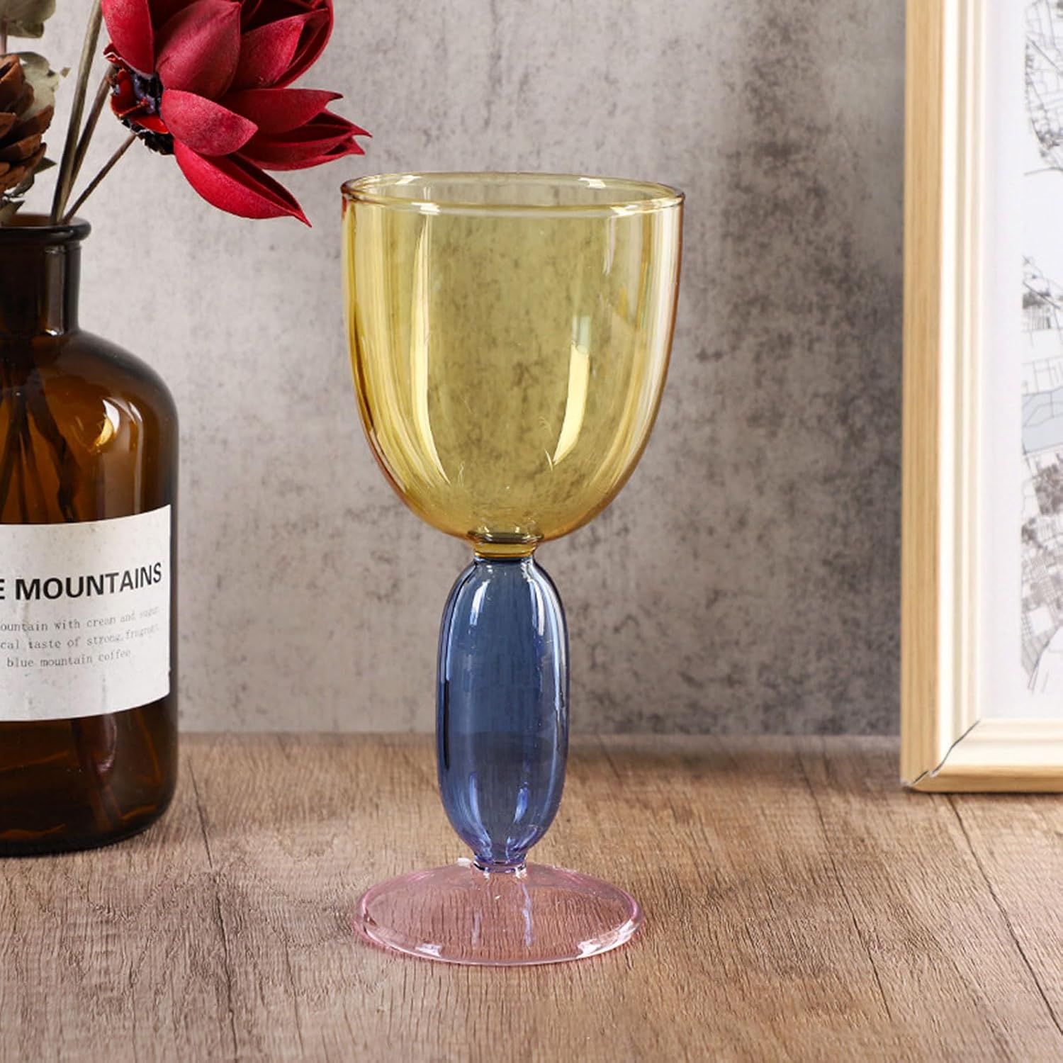 Flylin Creative Wine Glasses, 13.5 oz Red Wine Glass Colorful Wine Glass Goblet Wine Cocktail Juice Glass for Party Dinner Wedding Festival Kitchen Bar Celebration (1Pcs) (4) - Image 8