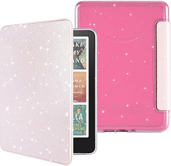 MOROCK Case for 7" Kindle Paperwhite 12th Gen. 2024, Fits Kindle Colorsoft Paperwhite Signature Edition, Slim Glitter PU Leather and PC Clear Acrylic Back Cover, Auto Sleep/Wake, Glitter Pink