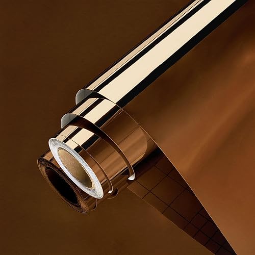 Miniatura 1 de Wallercity Espejo dorado adhesivo de vinilo para pared, espejo sin vidrio para niños, papel tapiz para despegar y pegar, espejo de gimnasio en casa,