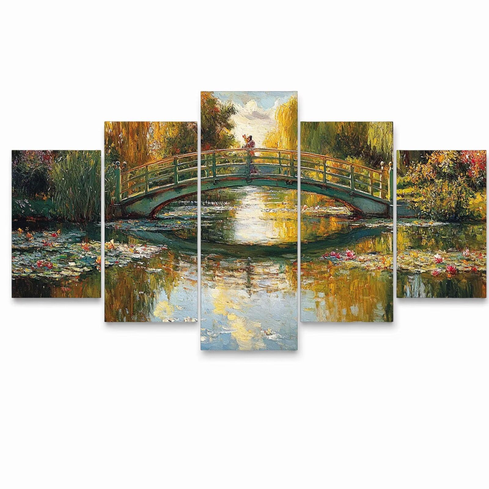 5 Pack Leuchtend Malen Nach Zahlen Erwachsene Brücke Drei Größen YCBZ-0209 | DIY Set Erwachsene mit Pinselset Acrylfarben Set Fünf Leinwand zum Bemalen Abstrakt für Deko Wohnzimmer Geschenke für Frauen