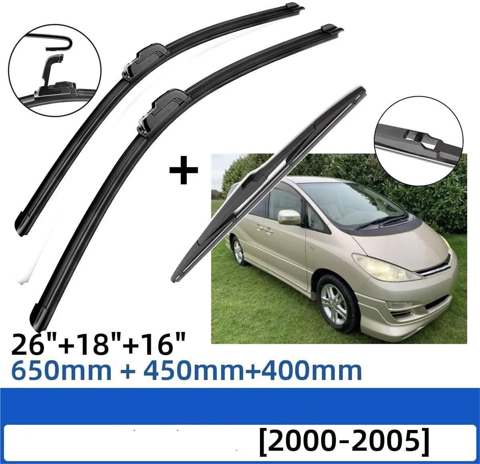 limpiaparabrisas de Coche para Toyota para Previa para Tarago para Estima Escobillas limpiaparabrisas Delanteras y traseras