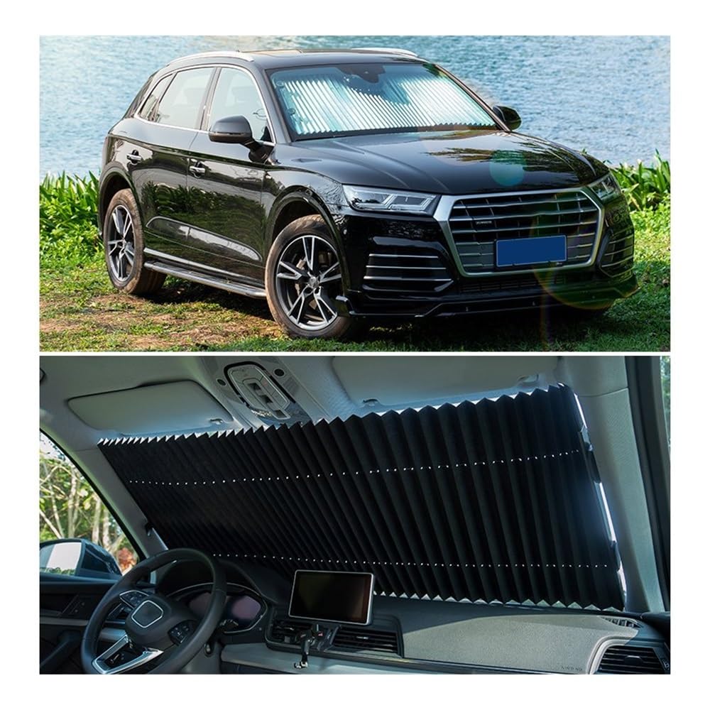 WOLWES Parasol Coche Parasol Plegable para Coche Parasol Retráctil para Parabrisas con Ventosas Protección Solar para Bloqueo UV Automático (Size : 1set 45cm Sunshade)