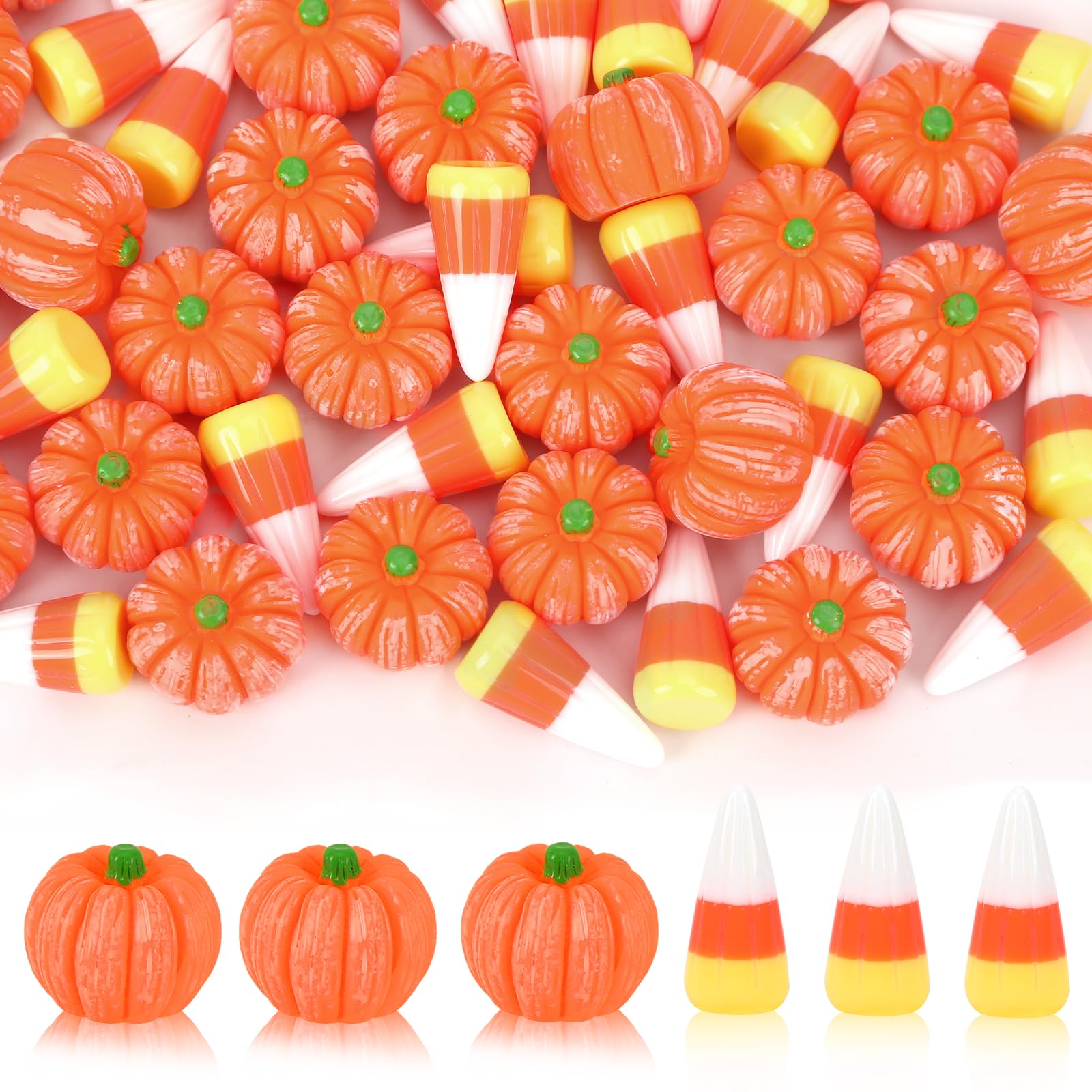 JUNEBRUSHS 50 Pcs Fake Candy Corns Artificial Pumpkin Resin - dollhouse accessories | Mubboo