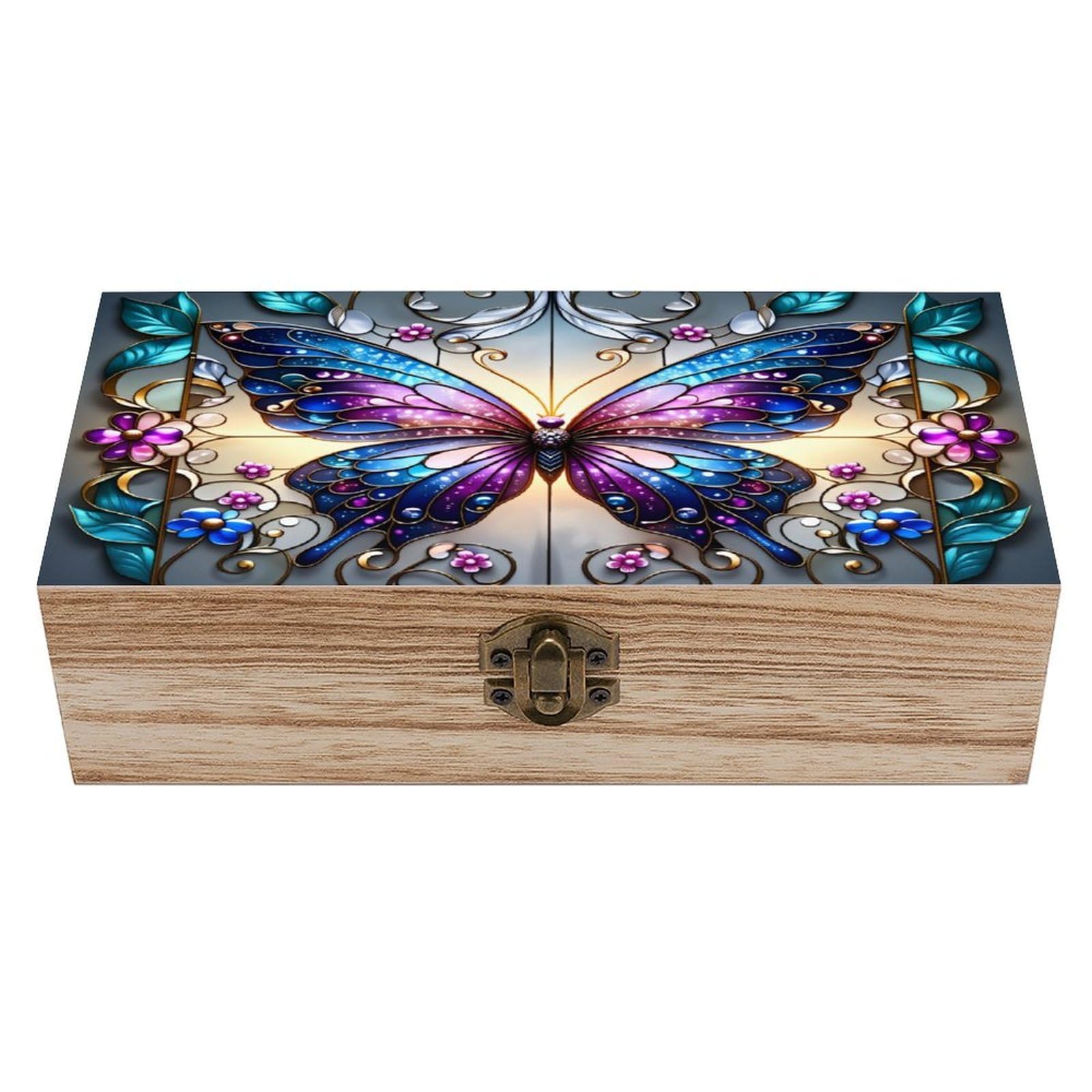 asbwuo Exquisite Butterfly Vintage Wooden Keepsake Box