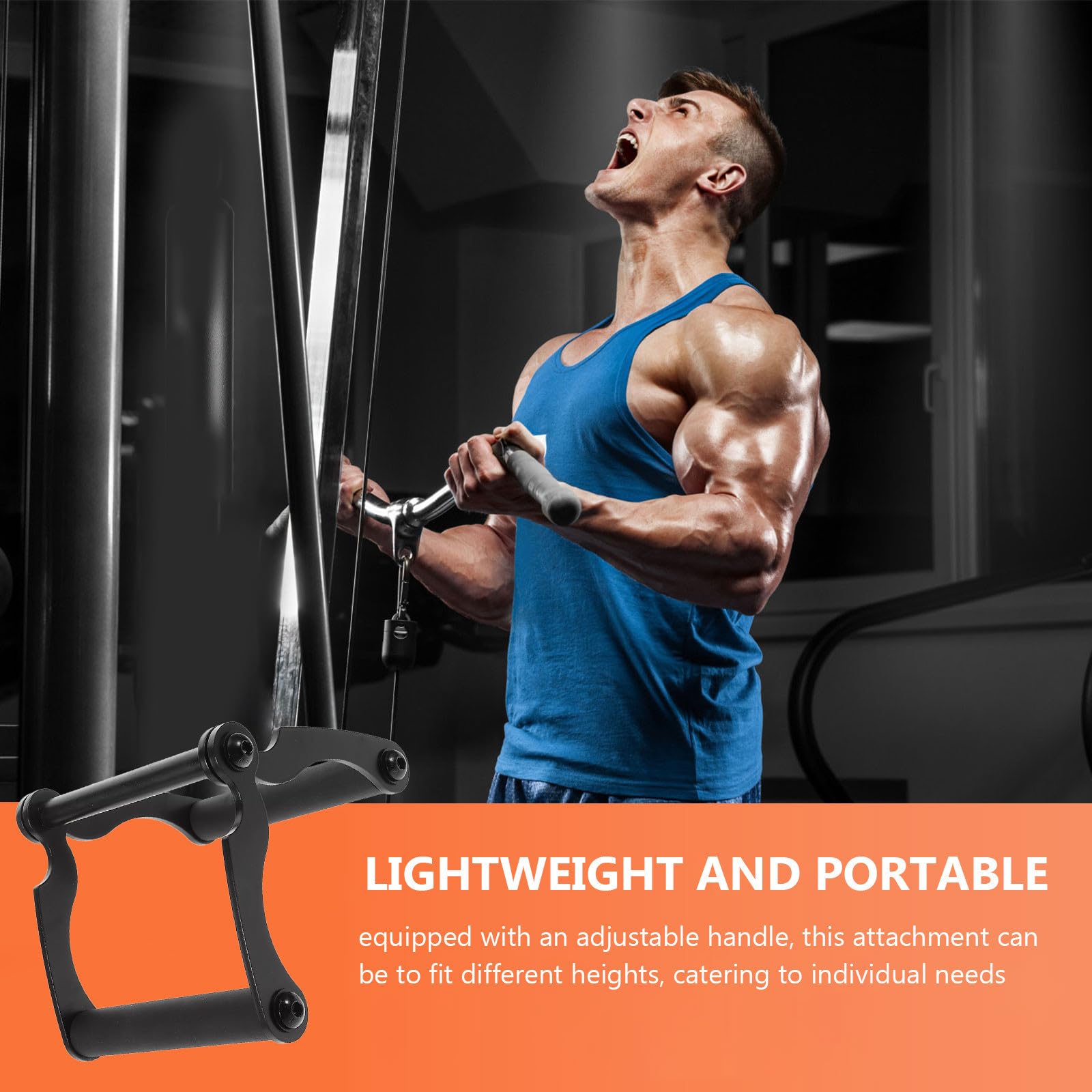 Mango de Polea Alta en V Ajustable para Gimnasio, Acero Negro