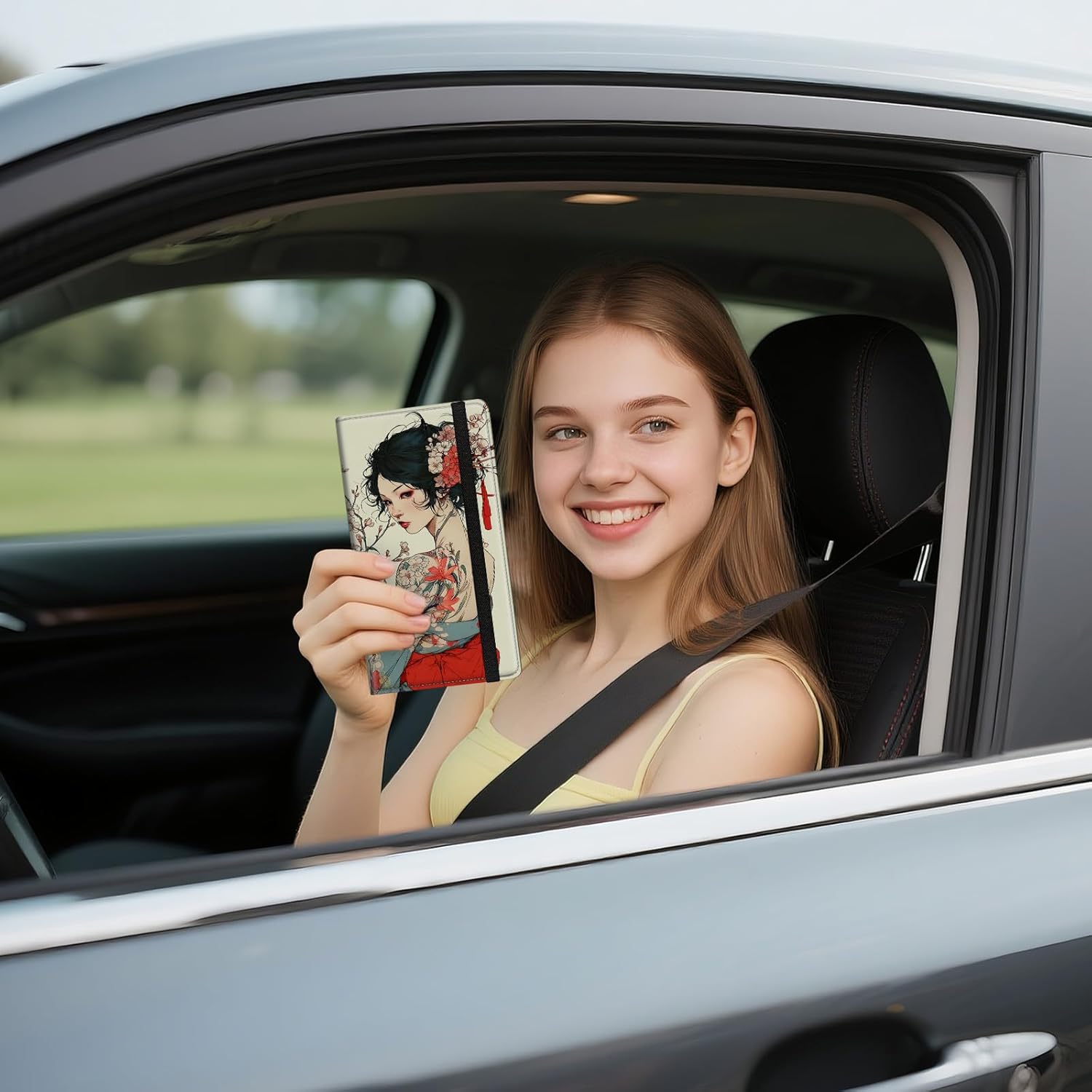 自動車登録および保険証ホルダー、PUレザー運転免許証ドキュメントグローブボックスコンパートメントオーガナイザー、自動車アクセサリーカ