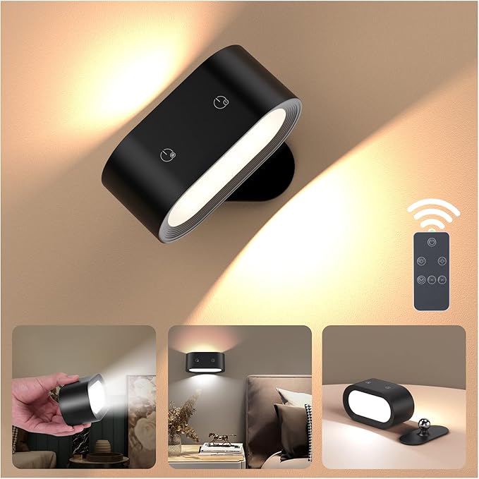 Battery Operated Wall Lights Indoor with Remote Control, WANFEI