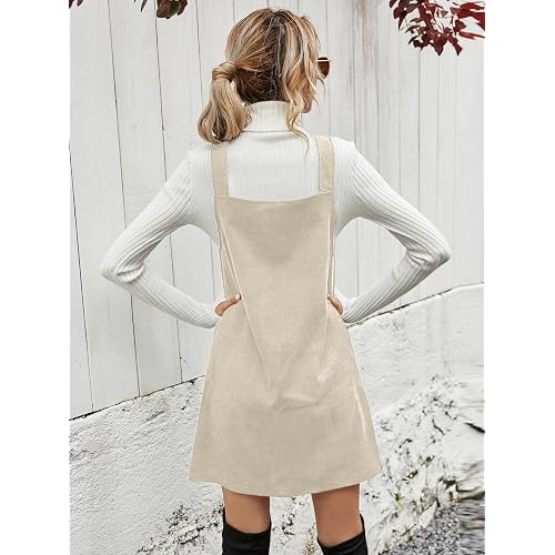 beige corduroy overall dress Corduroy Overall Dress with Pocket