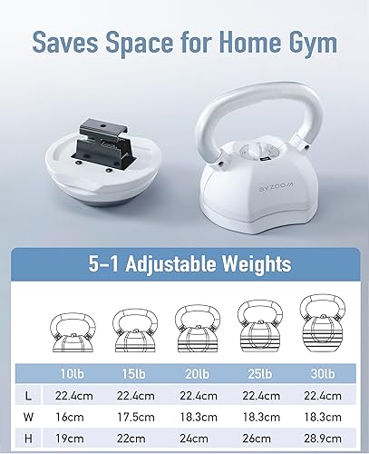 Miniatura 4 de BYZOOM FITNESS Adjustable Kettlebell 30lb Weight Training Fitness Exercise Full Body Workout 5 in 1 for Home Gym Beginners Woman