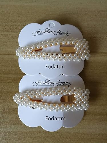 Miniatura 8 de 2 pinzas para el pelo de perlas de imitación dulce, horquilla simple de aleación de moda BB accesorios para el cabello para mujeres (forma de gota,