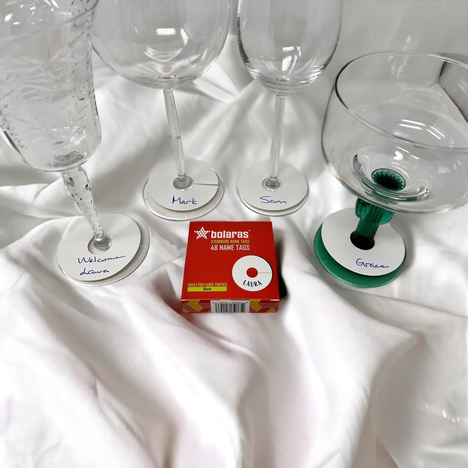 Bolaras Stemware Drink Name Tags for Wine Glasses (100 Tags), Champagne Flutes, or Cocktails, Cute DIY Identification Markers, Disposable Paper Tag for Party Guests - Blank image 3
