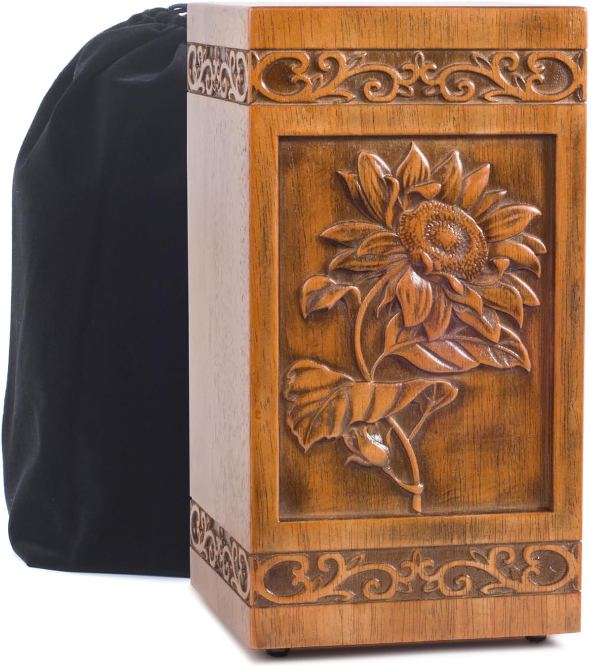 Wooden urns Ashes Human Cremation Adult Wood urn Male dad Burial Large Female Men Adults Box (Sunflower 250lbs)