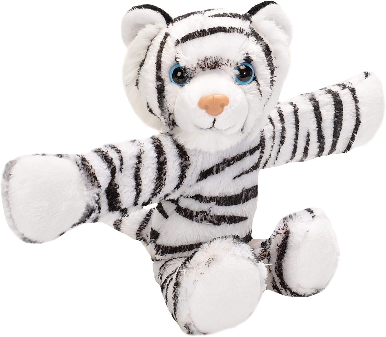 Huggers White Tiger Plush Toy, Slap Bracelet, Stuffed Animal, Kids Toys, 8 Inches