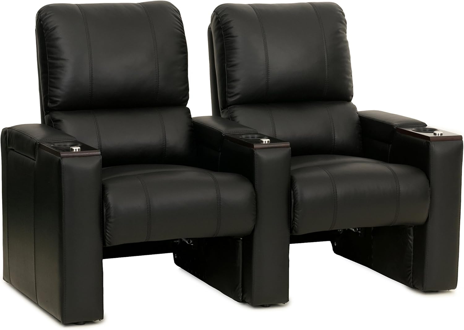 Octane Seating Axis ZR700 Home Cinema Rockers Black Bonded Leather - Accessory Dock - Straight Row of 2 Chairs