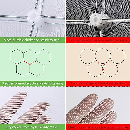 Miniatura 3 de Cubiertas de malla para alimentos para exteriores, 2 extra grandes de 40 x 24 pulgadas y 8 grandes de 17 x 17 pulgadas, cubierta de alimentos para