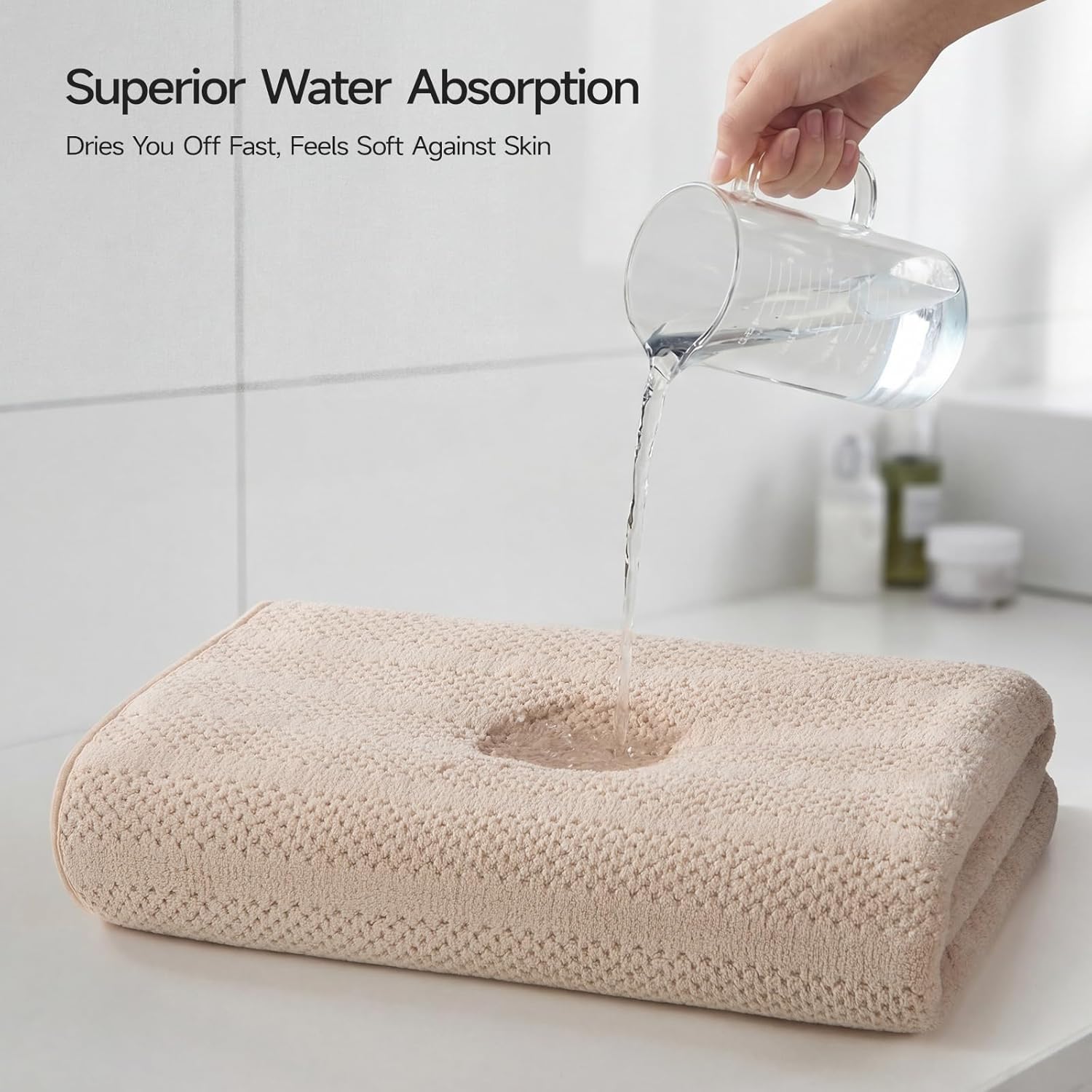 ecolook 4 Pack Microfiber Bath Towels, 31 x 63 inches Extra Large Bath Towel Set, Super Soft Highly Absorbent Bath Towels Set of 4, Quick Dry Lightweight Bathroom Towels for Spa, Pool, Gym, Camel