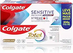 Colgate Creme Dental Total Original Mint, Prevenção Ativa, 90g + Sensitive Pró Alívio Imediato Xtreme 110g